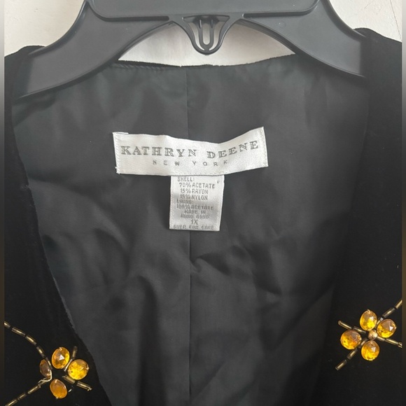 Vintage Kathryn Deene Beaded Velvet Vest 80s 90s Glam Statement Festival Retro - Picture 3 of 4